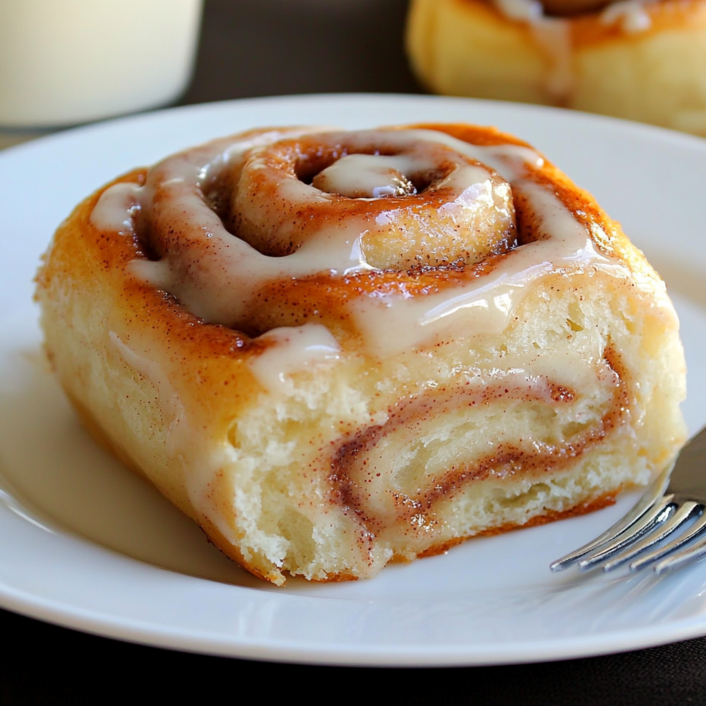 Freshly baked protein cinnamon rolls drizzled with icing, served on a white plate with a sprinkle of cinnamon.