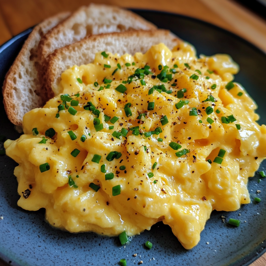 Three fluffy scrambled eggs on a plate, showcasing a delicious and healthy breakfast option.