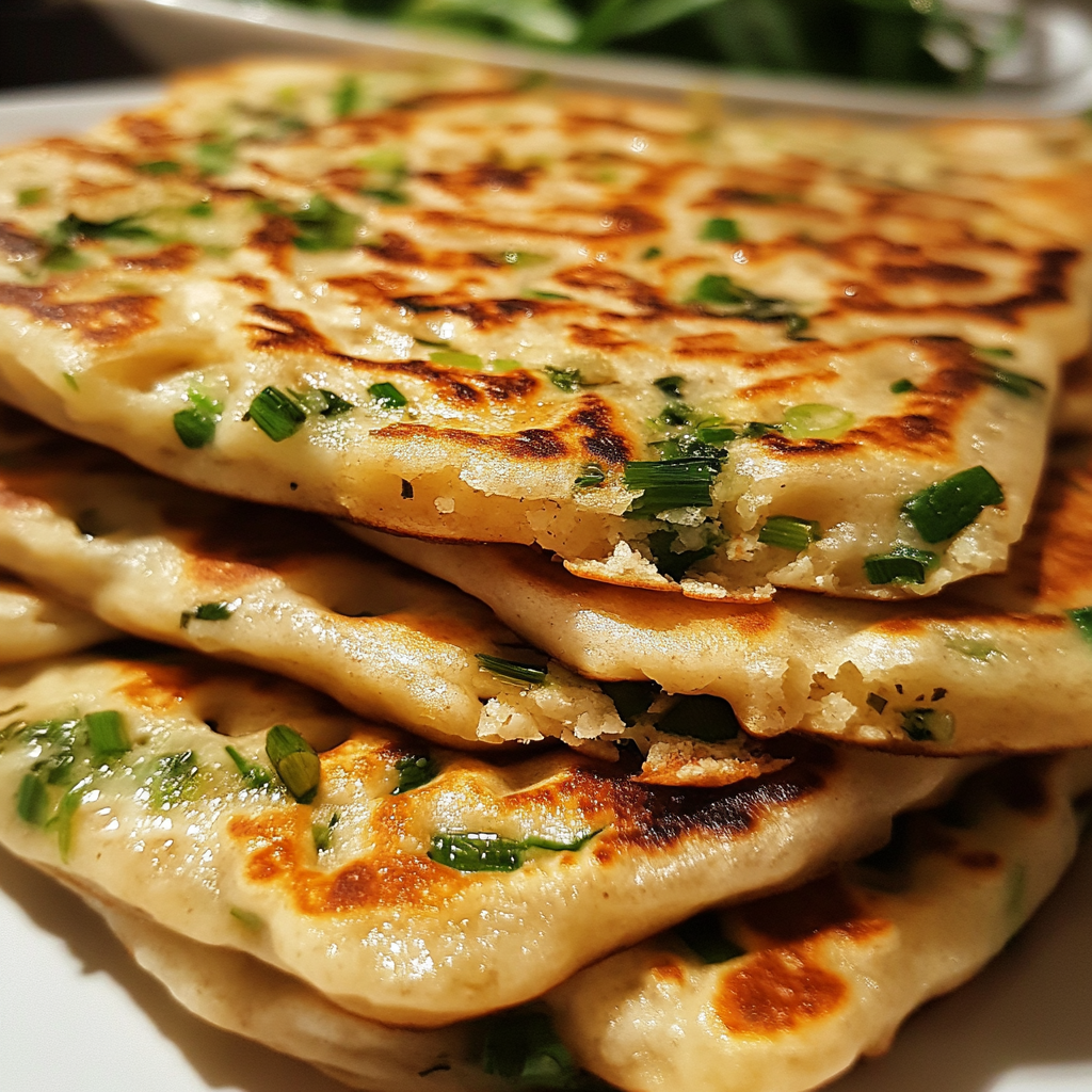 Crispy scallion pancakes from Trader Joe's served with dipping sauce, a delicious savory treat.