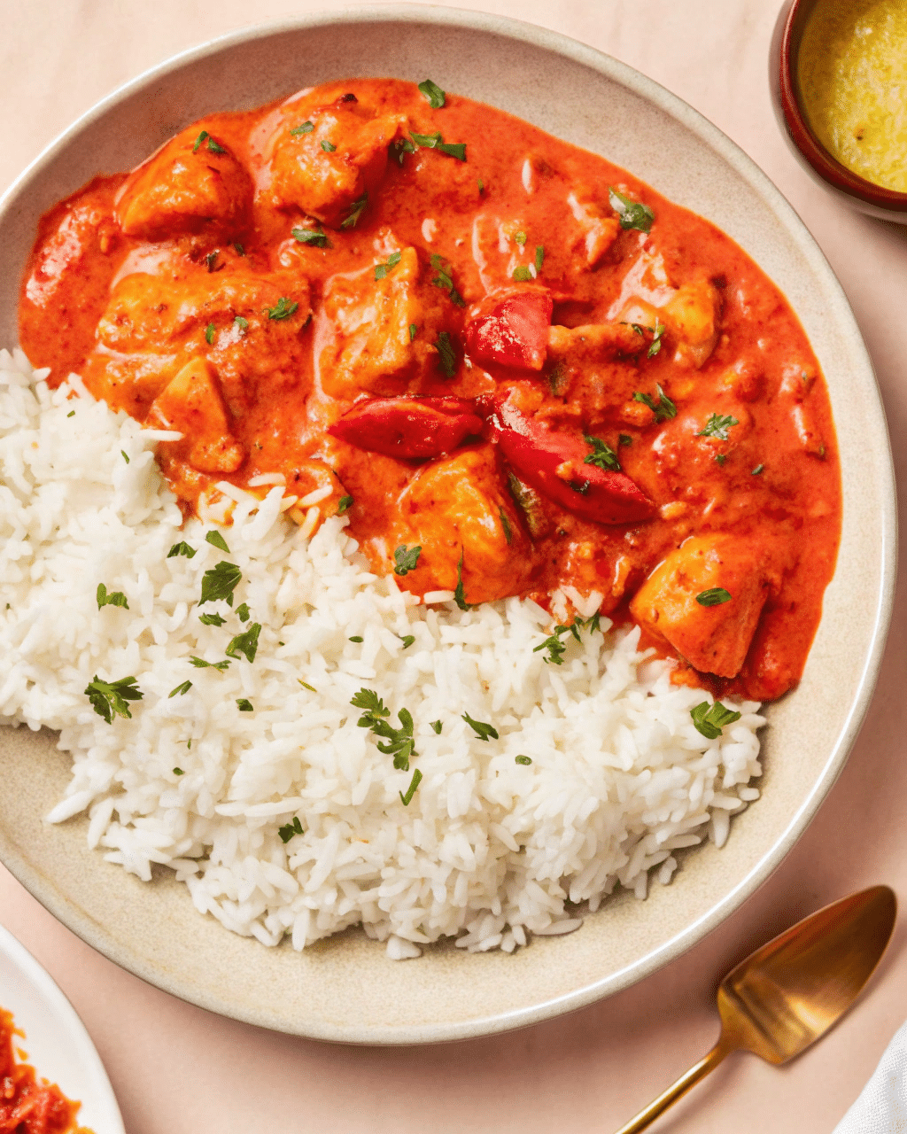 Creamy turkey and bell pepper over rice, a rich and comforting dish with tender turkey, sautéed bell peppers, and a creamy sauce served over fluffy rice.