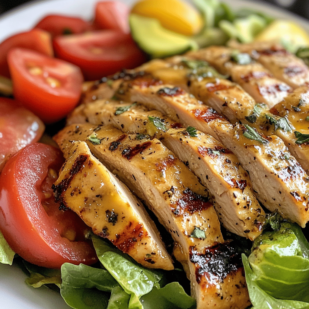 A fresh and colorful Paleo Grilled Chicken Cobb Salad with crisp greens, grilled chicken, avocado, and vibrant veggies, served on a rustic plate.