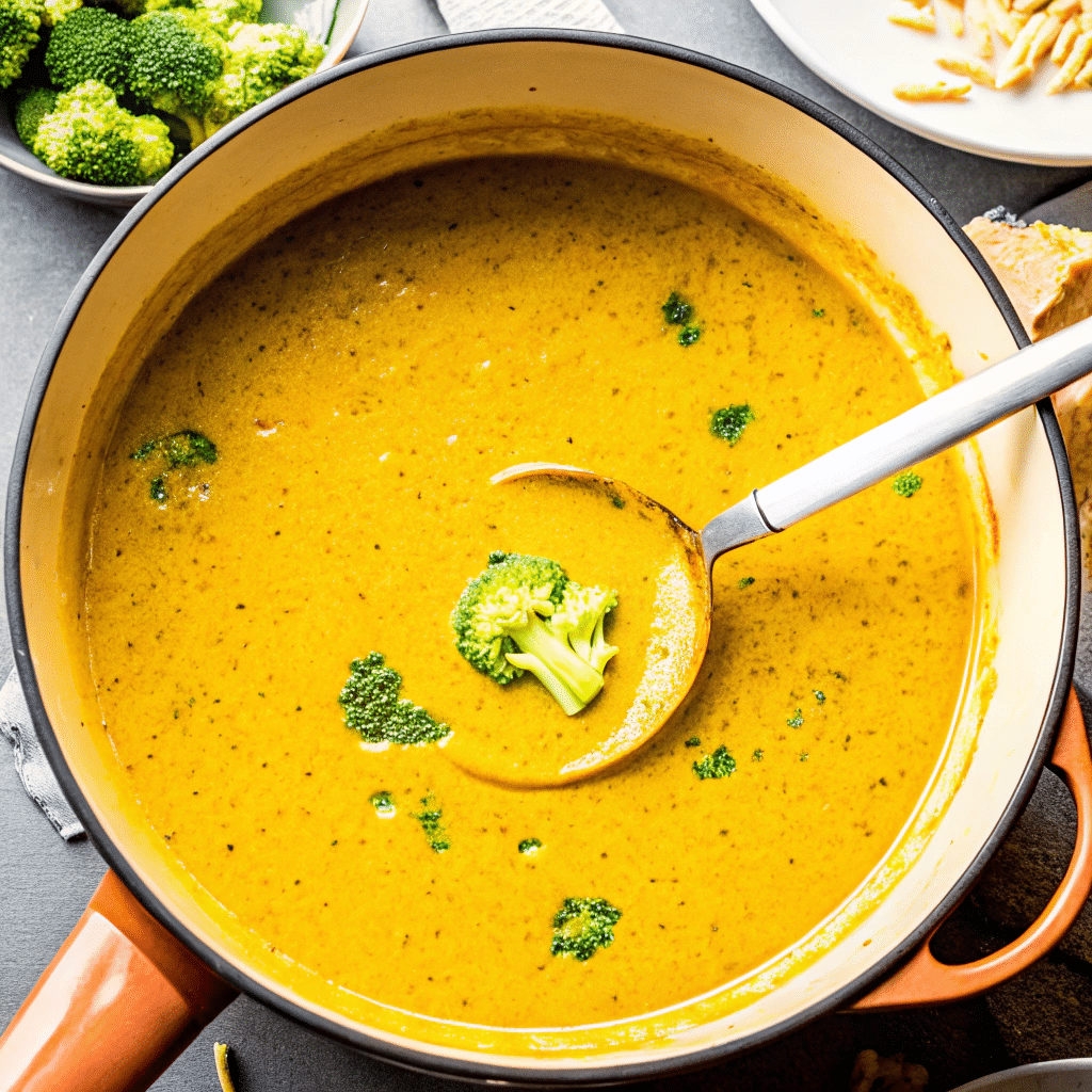 Thicken Broccoli Cheese Soup with natural ingredients like potatoes, blended vegetables, and cheese for a creamy texture.